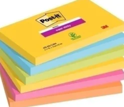 TACO NOTAS POST-IT 655 SUPER STICKY 76X127 COLORES RIO DE JANEIRO PACK DE 6
