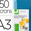 TAPA DE ENCUADERNACION Q-CONNECT PVC DIN A3 INCOLORA 150 MC CAJA DE 100 UNIDADES