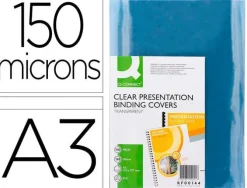 TAPA DE ENCUADERNACION Q-CONNECT PVC DIN A3 INCOLORA 150 MC CAJA DE 100 UNIDADES