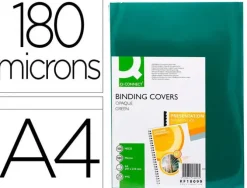 TAPA DE ENCUADERNACION Q-CONNECT PVC DIN A4 OPACA VERDE 180 MICRAS CAJA DE 100 UNIDADES