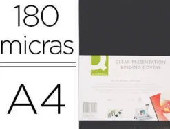 TAPA DE ENCUADERNACION Q-CONNECT PVC DIN A4 OPACA NEGRA 180