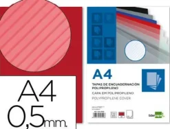TAPA ENCUADERNACION LIDERPAPEL POLIPROPILENO RAYADO A4 0.5MM ROJO PAQUETE DE 100 UNIDADES