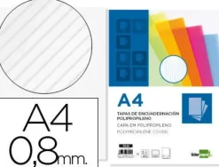 TAPA ENCUADERNACION LIDERPAPEL POLIPROPILENO ONDULADO A4 0.8 MM TRANSPARENTE PAQUETE DE 50 UDS