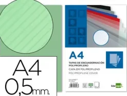 TAPA ENCUADERNACION LIDERPAPEL POLIPROPILENO RAYADO A4 0.5MM VERDE PAQUETE DE 100 UNIDADES
