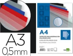 TAPA ENCUADERNACION LIDERPAPEL POLIPROPILENO A3 0.5 MM NEGRO OPACO PAQUETE DE 100 UNIDADES
