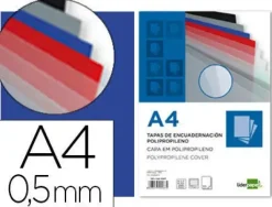 TAPA ENCUADERNACION LIDERPAPEL POLIPROPILENO A4 0.5 MM AZUL TRANSLUCIDO PAQUETE DE 100 UNIDADES