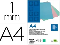 TAPA ENCUADERNACION LIDERPAPEL CARTON A4 1 MM VERDE MENTA PAQUETE DE 50 UNIDADES