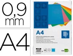 TAPA ENCUADERNACION LIDERPAPEL CARTON A4 0,9MM AZUL FLUOR PAQUETE DE 50 UNIDADES
