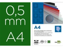 TAPA ENCUADERNACION LIDERPAPEL POLIPROPILENO A4 0.5MM VERDE OPACO PAQUETE DE 100 UNIDADES