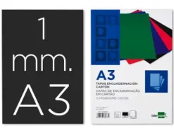 TAPA ENCUADERNACION LIDERPAPEL CARTON A3 1MM NEGRA PAQUETE DE 50 UNIDADES