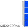 TAQUILLA METALICA SIMONLOCKER 4 PUERTAS CON CERRADURA RESPIRADERO Y ETIQUETERO GRIS/AZUL 1800X500X300 MM