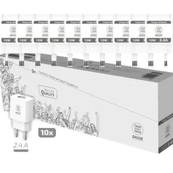 TECHONETECH BASIK PACK DE 10 CARGADORES DE PARED 1 PUERTO USB 12W