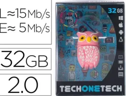 TECHONETECH BUHO PLUMI PINK MEMORIA USB 2.0 32GB (PENDRIVE)