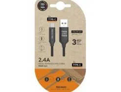 TECHONETECH CABLE USB-A MACHO A USB-C MACHO 1M - RECUBIERTO DE NYLON TRENZADO