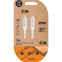 TECHONETECH CABLE USB-C PD 3.0 MACHO A USB-C MACHO 1M - RECUBIERTO DE NYLON TRENZADO