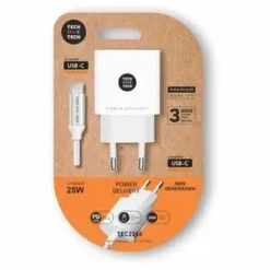 TECHONETECH CARGADOR DE PARED PD 25W + CABLE USB-C A USB-C