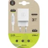 TECHONETECH CARGADOR DOBLE DE PARED + CABLE USB-A A MICRO-USB 2.4 1M - RECUBIERTO DE NYLON TRENZADO