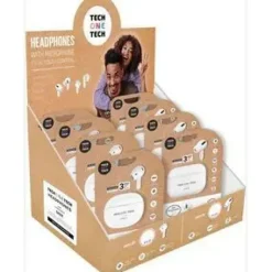 TECHONETECH EXPOSITOR DE 8 AURICULARES INALAMBRICOS BLUETOOTH TWS - SONIDO HI-FI - 4 MODELOS CON ALMOHADILLA Y 4 MODELOS SIN ALMOHADILLA - COLOR BLANCO