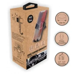 TECHONETECH SOPORTE DE COCHE PARA SMARTPHONES HASTA 6.5 POR GRAVEDAD - FIJACION A SALIDA DE VENTILACION