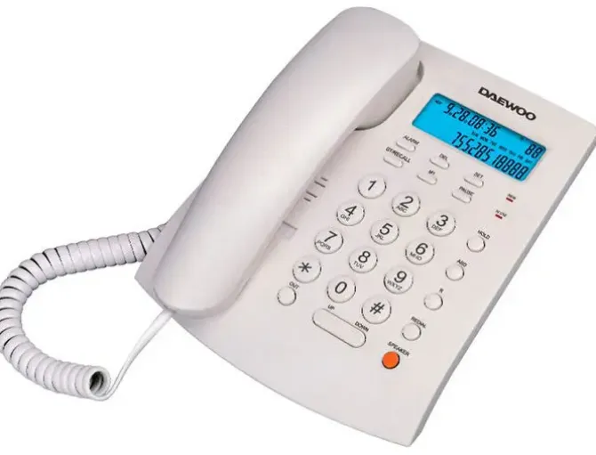TELEFONO DAEWOO SOBREMESA PANTALLA RETROILUMINADA MANOS LIBRES COLOR BLANCO