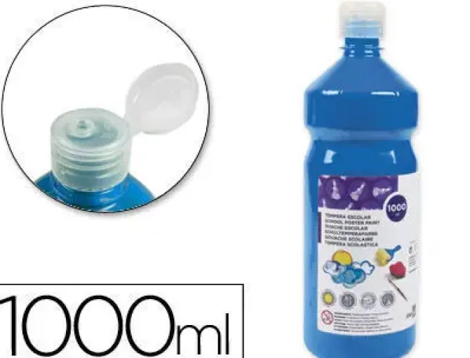 TEMPERA LIQUIDA LIDERPAPEL ESCOLAR 1000 ML AZUL
