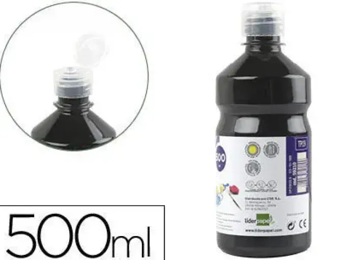 TEMPERA LIQUIDA LIDERPAPEL ESCOLAR 500 ML NEGRO