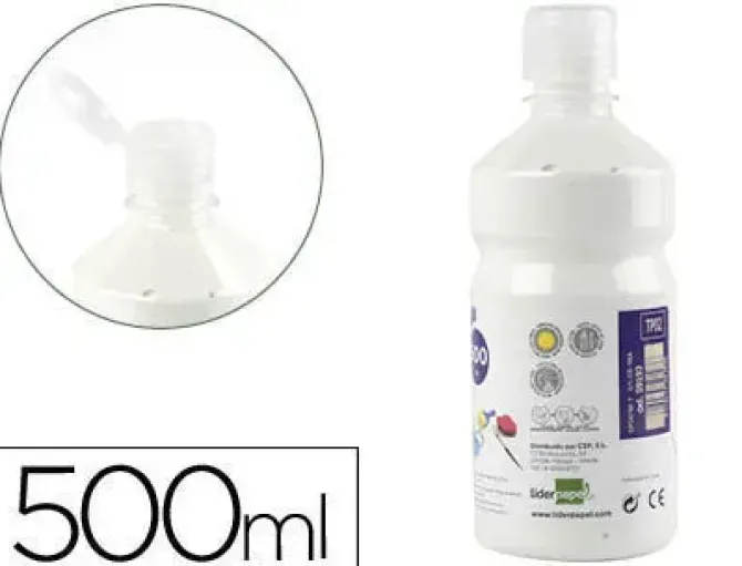 TEMPERA LIQUIDA LIDERPAPEL ESCOLAR 500 ML BLANCO
