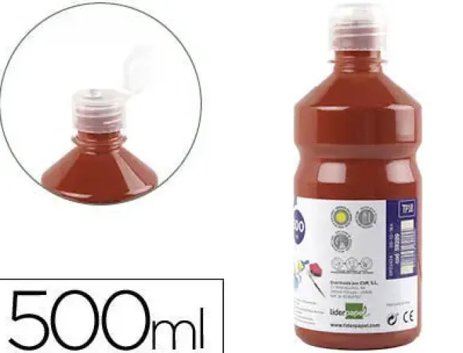 TEMPERA LIQUIDA LIDERPAPEL ESCOLAR 500 ML MARRON