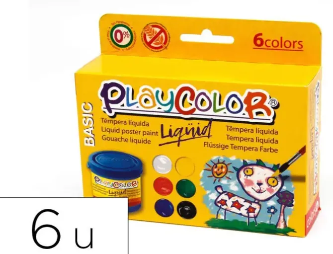 TEMPERA LIQUIDA PLAYCOLOR LIQUID BASIC 40 ML CAJA DE 6 UNIDADES COLORES SURTIDOS
