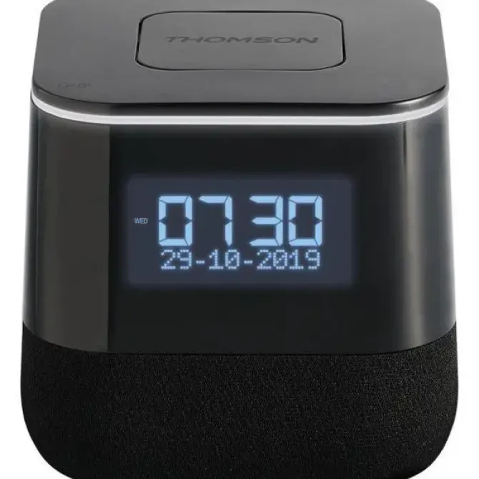 THOMSON RADIO RELOJ DESPERTADOR - PANTALLA LCD - DOBLE ALARMA - LUZ AJUSTABLE - COLOR NEGRO