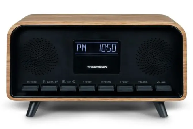 THOMSON RT850BT ALTAVOZ RETRO BLUETOOH - RADIO RELOJ DESPERTADOR - POTENCIA MUSICAL 30W - COLOR MADERA/NEGRO