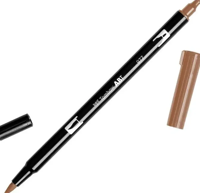 TOMBOW ABT ROTULADOR 977 DOBLE PUNTA PINCEL Y PUNTA FINA 0,8MM COLOR 877 MARRON SILLIN
