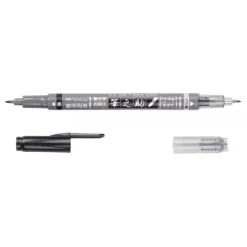 TOMBOW ROTULADOR FUDENOSUKE PERMANENTE DOBLE PUNTA NEGRO GRIS PUNTA FLEXIBLE