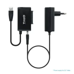 TOOQ ADAPTADOR USB 3.0 USB-A A SATA PARA DISCOS DUROS DE 2.5? Y 3.5? CON ALIMENTADOR - COLOR NEGRO