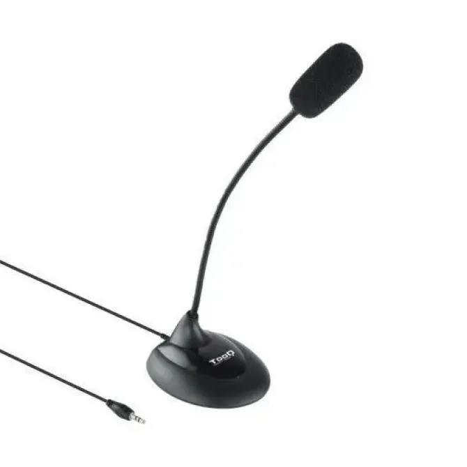 TOOQ MICROFONO DE ESCRITORIO FLEXIBLE OMNIDIRECCIONAL - INTERRUPTOR ON/OFF - CABLE DE 2M - JACK 3.5MM - COLOR NEGRO