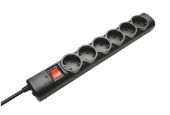 TRUST 21059 REGLETA DE 6 TOMAS + PROTECCION SURGE NEGRA