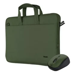 TRUST MALETIN PARA PORTATIL DE 16 ECOLOGICO + RATON INALAMBRICO SILENCIOSO - DISEÑO RECICLADO - COMPACTO Y LIGERO - MULTIPLES COMPARTIMENTOS