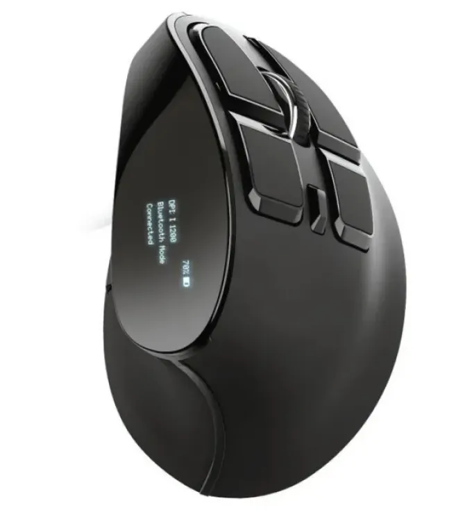 TRUST VOXX RATON ERGONOMICO INALAMBRICO RECARGABLE 2400DPI - 8 BOTONES - PANTALLA LED - USO DIESTRO - COLOR NEGRO