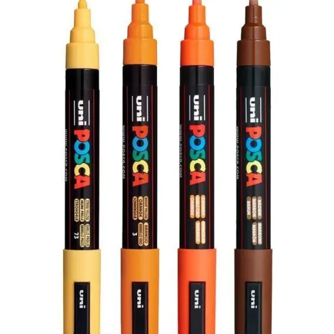UNI POSCA PC5 MEDIO 4 COLORES MADERA NARANJA NARANJA CLARO AMRILLO PAJIZO MARRON 182634553