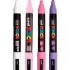 UNI POSCA PC5 MEDIO 4 COLORES DULCES BLANCO ROSA CLARO ROSA Y LILA 182634852