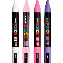 UNI POSCA PC5 MEDIO 4 COLORES DULCES BLANCO ROSA CLARO ROSA Y LILA 182634852