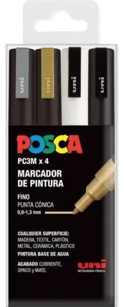 UNIBALL POSCA PC3M/4C BASIC POSCA 4COLORES 0,9 A 1,3MM 182634673