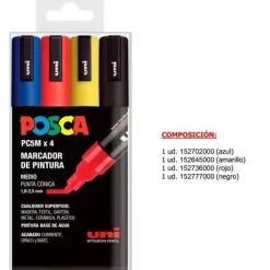 UNIBALL POSCA PC5M/4C ESTUCH 4 COLORES 1,8 - 2,5MM U182634681