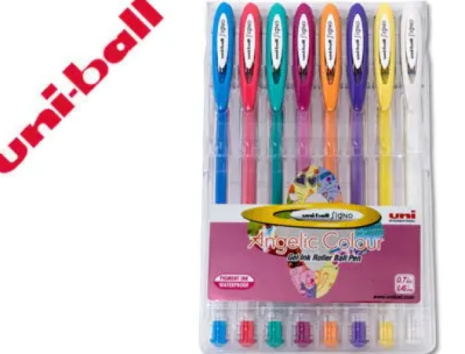 UNI-BALL SIGNO ANGELIC COLOUR BOLIGRAFO DE GEL - PUNTA DE ACERO INOXIDABLE 0.7 MM. - TRAZO 0.45 MM - TINTA GEL - COLORES SURTIDOS PASTEL - ESTUCHE DE 8 UD