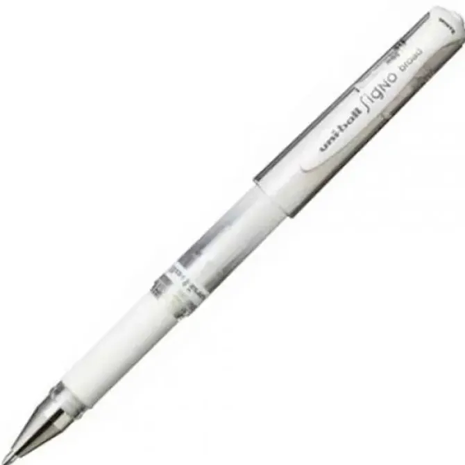 UNI-BALL SIGNO BROAD BOLIGRAFO DE GEL - PUNTA DE ACERO INOXIDABLE 1 MM. - TRAZO 0.60 MM. APROX. - TINTA GEL - SUJECION DE CAUCHO - COLOR BLANCO - CAJA DE 12 UD
