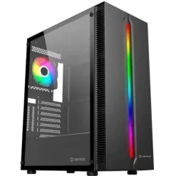 UNYKACH ARMOR LUMINA BLACK CAJA ATX, MICRO ATX, MINI ITX - LATERAL DE VIDRIO TEMPLADO - ILUMINACION ARGB - 3.5 Y 2.5 - USB-A 2.0, 3.0 Y AUDIO - 1 VENTILADORES 120MM ARGB INSTALADO - SOPORTA REFRIGERAC