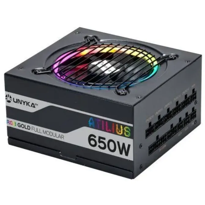 UNYKACH ATILIUS RGB BLACK 650W FUENTE DE ALIMENTACION 650W ATX 2.31 - ILUMINACION RGB - FULL MODULAR - PFC ACTIVO - VENTILADOR 120MM