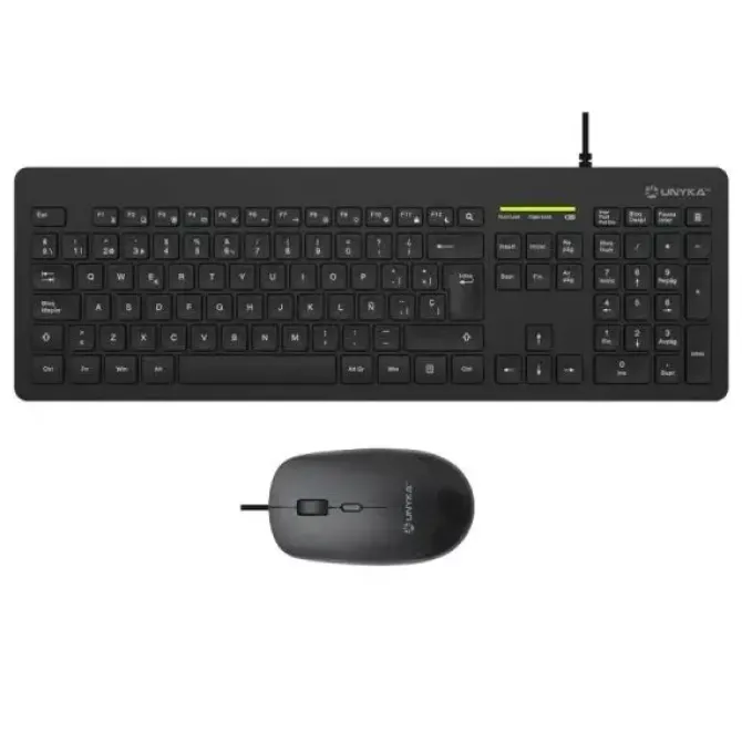 UNYKACH MK211 PRO SLIM PACK DE TECLADO SLIM 108 TECLAS DE MEMBRANA + RATON 2400DPI, 3 BOTONES, USO AMBIDIESTRO - COLOR NEGRO