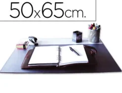 VADE SOBREMESA Q-CONNECT NEGRO CON SOLAPAS TRANSPARENTES 50X65 CM