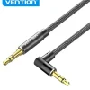 VENTION CABLE DE AUDIO - CONECTOR ANGULO 90º - CHAPADO EN ORO - CARCASA DE ALUMINIO - COBRE ESMALTADO - TPE TRENZADO - COLOR NEGRO